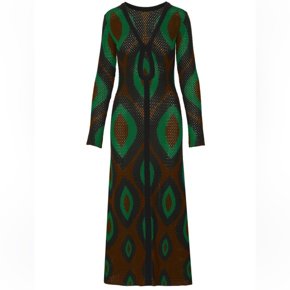 Johanna Ortiz Dresses & Skirts - NWT / Johanna Ortiz Knot Eyelet Midi Dress / XS green black